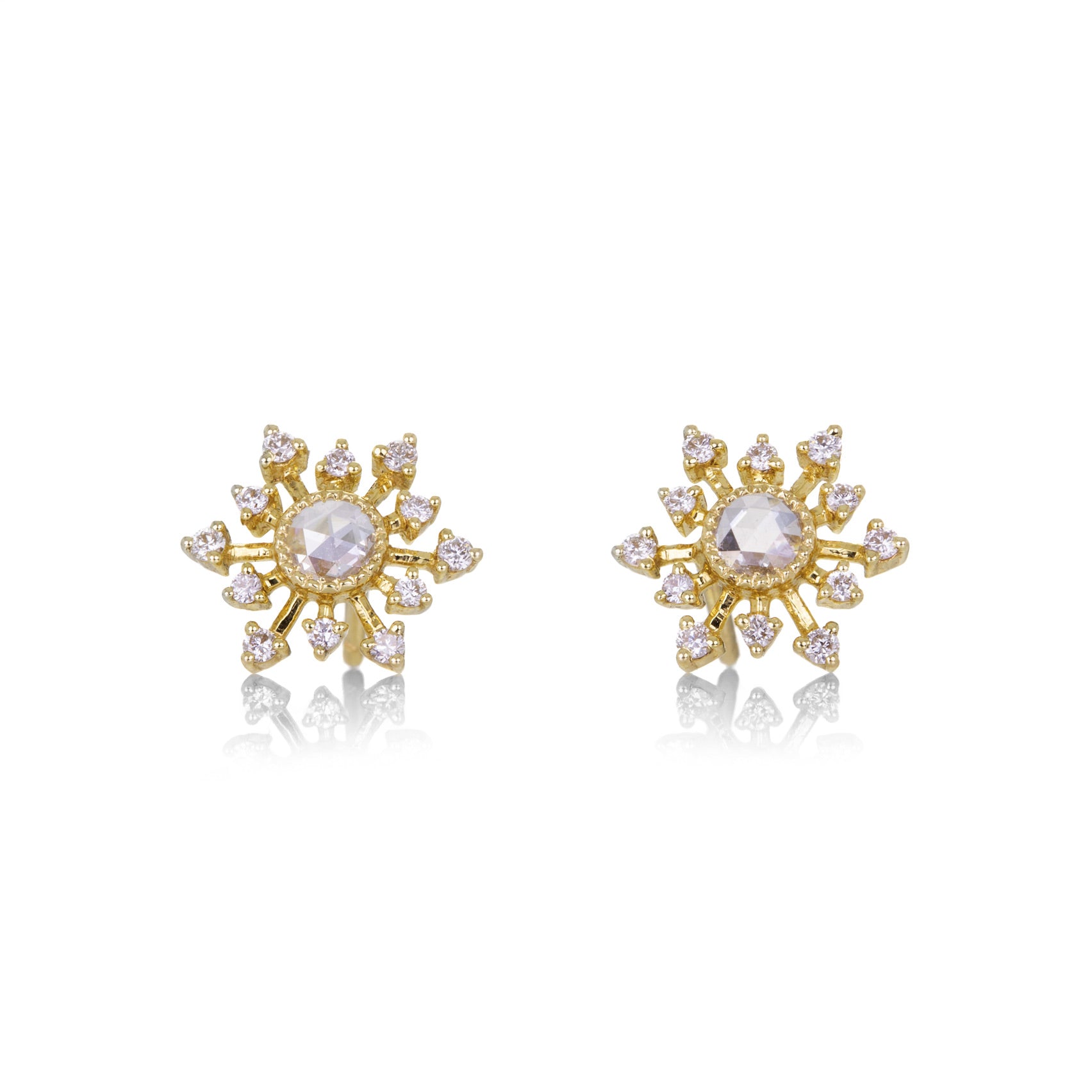Sethi Couture Yellow Gold Leena Rose Cut Diamond Earrings | Quadrum Gallery