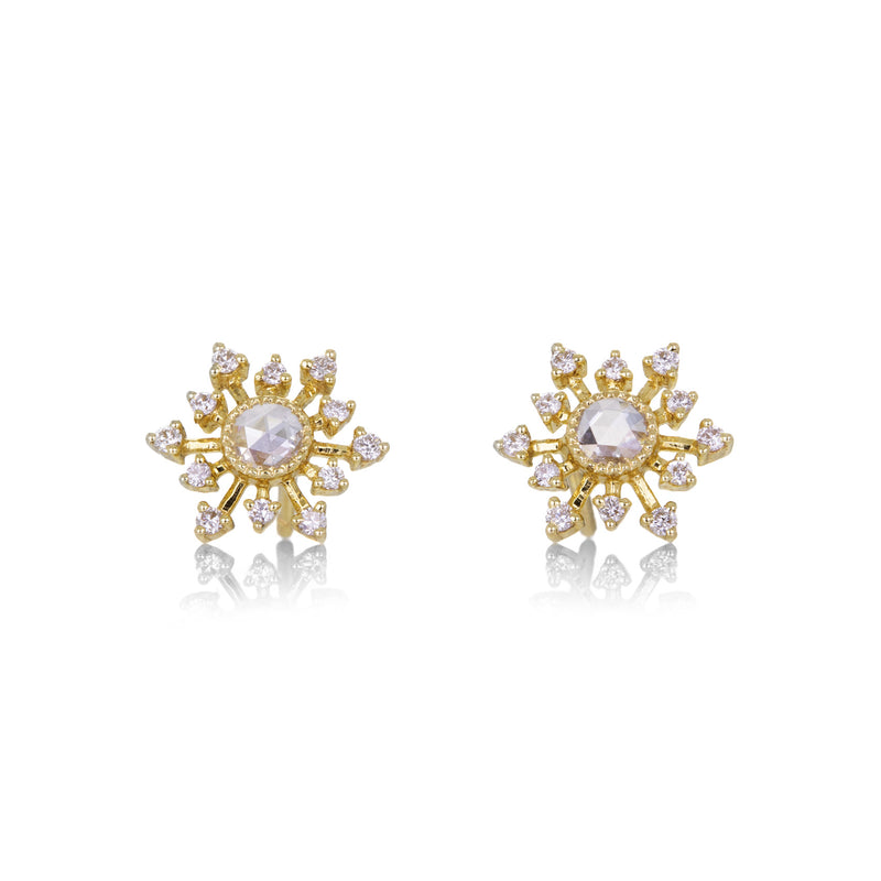 Sethi Couture Yellow Gold Leena Rose Cut Diamond Earrings | Quadrum Gallery