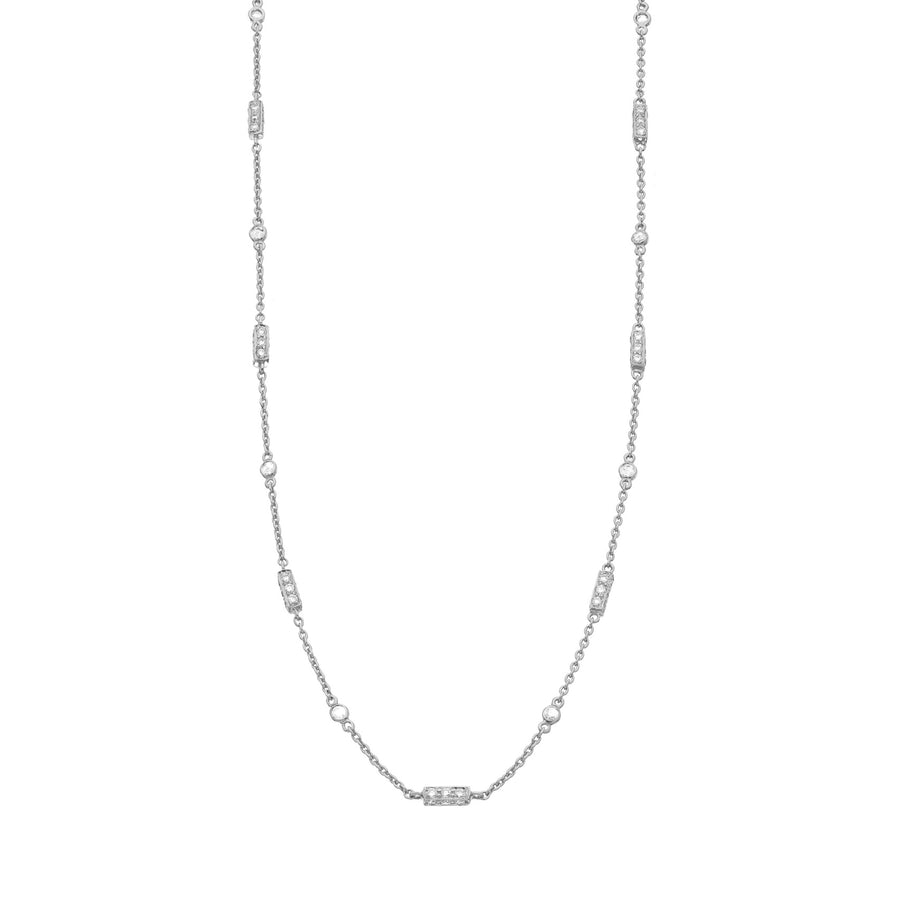 Sethi Couture 18k White & Diamond Gold Barrel Necklace | Quadrum Gallery