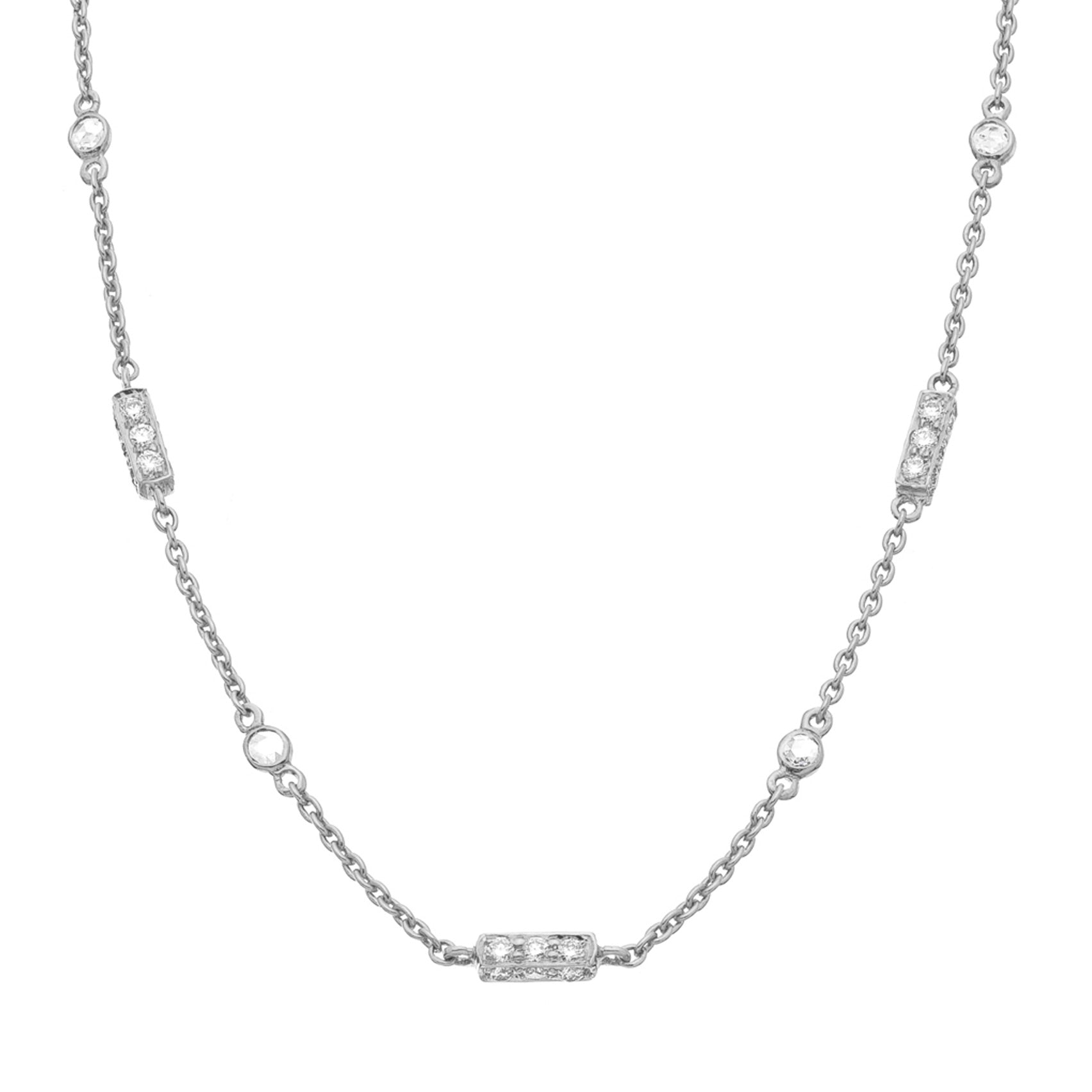 Sethi Couture 18k White & Diamond Gold Barrel Necklace | Quadrum Gallery