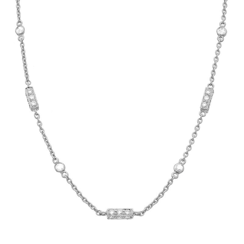 Sethi Couture 18k White & Diamond Gold Barrel Necklace | Quadrum Gallery