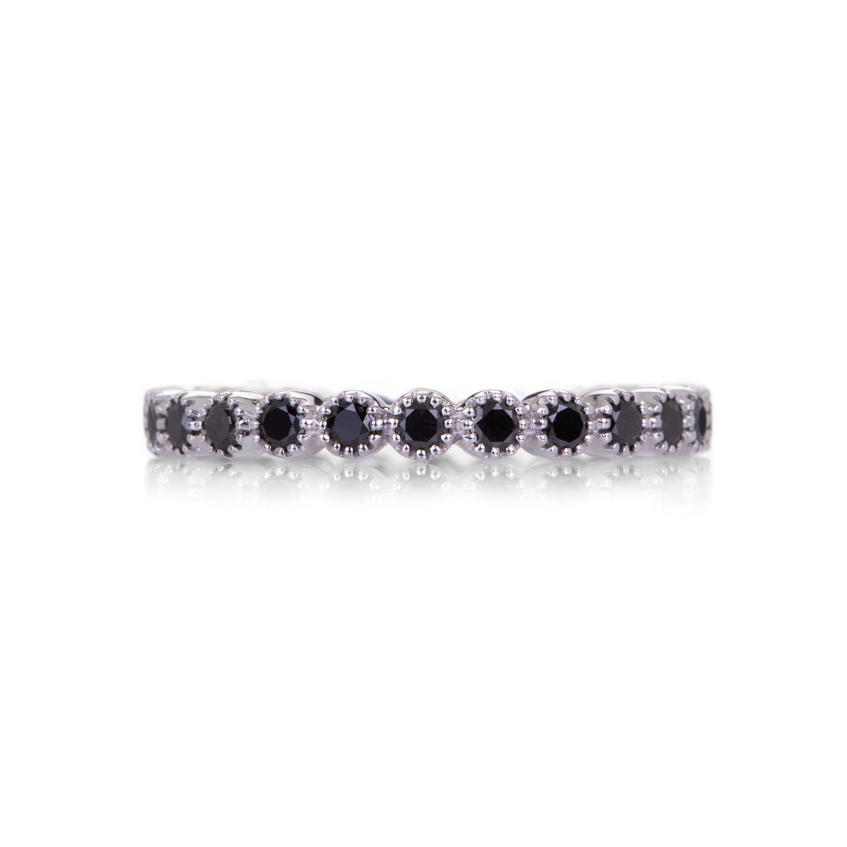 Sethi Couture 18k White Gold Bezel Set Black Diamond Band | Quadrum Gallery