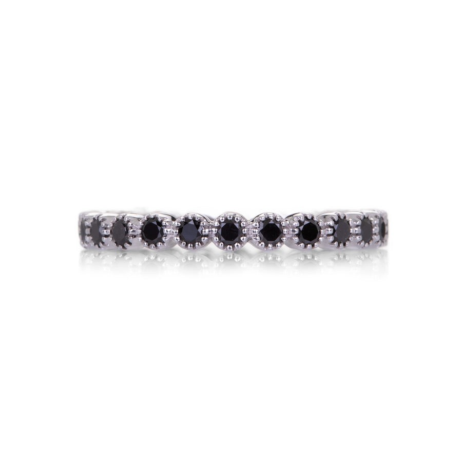 Sethi Couture 18k White Gold Bezel Set Black Diamond Band | Quadrum Gallery