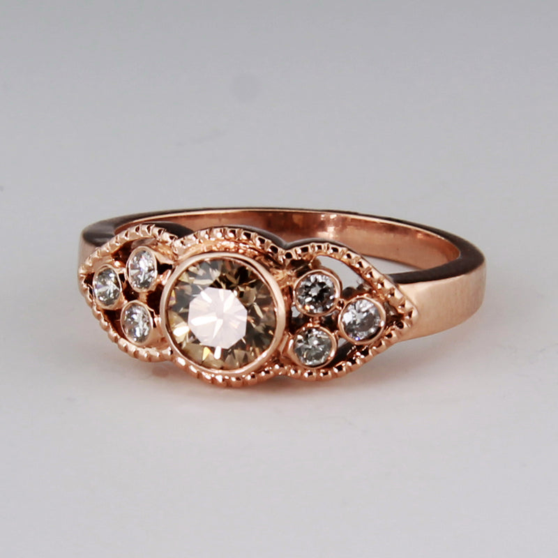 Sethi Couture Rose Gold Champagne Diamond Ring | Quadrum Gallery