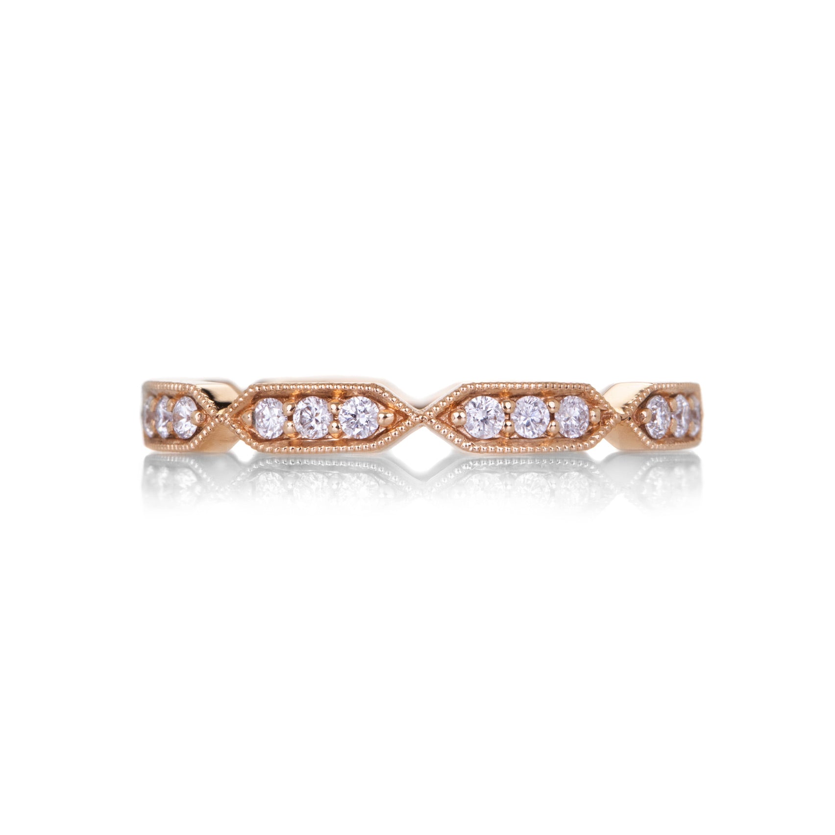 Sethi Couture Rose Gold Deco White Diamond Band | Quadrum Gallery