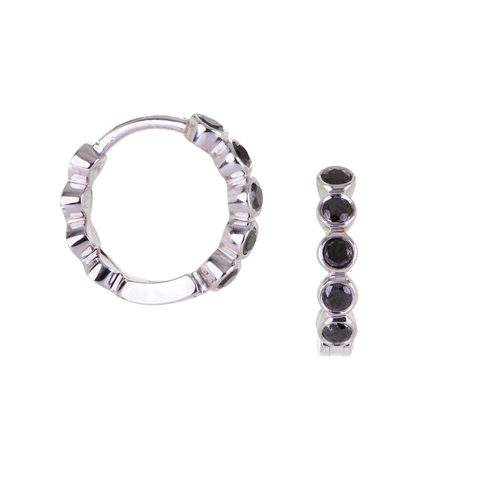 Sethi Couture Modern Bezel Black Diamond Huggies | Quadrum Gallery