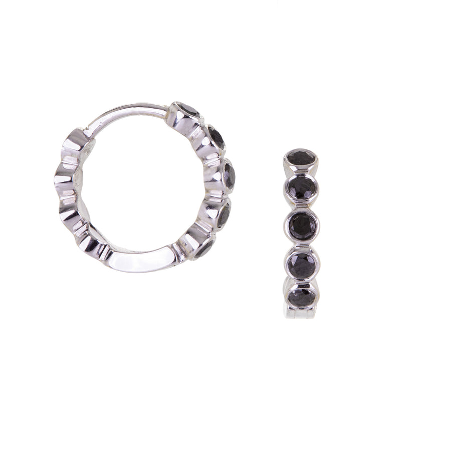 Sethi Couture Modern Bezel Black Diamond Huggies | Quadrum Gallery