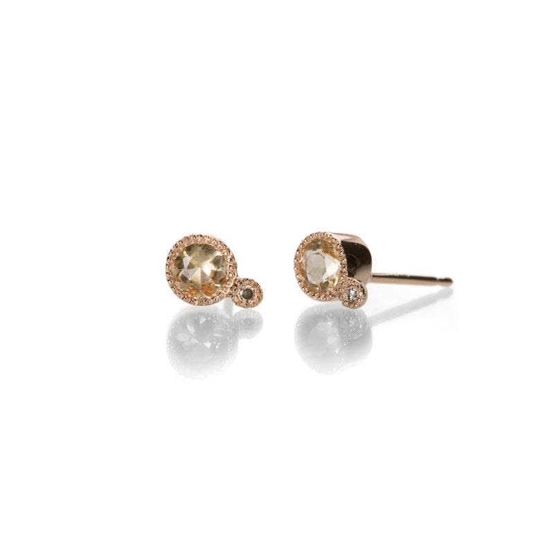 Sirciam Peach Topaz Milgrain Stud Earrings | Quadrum Gallery