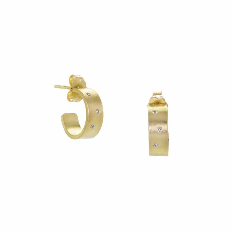 Sarah Mcguire 18k Parchment Scatter Diamond Hoops | Quadrum Gallery