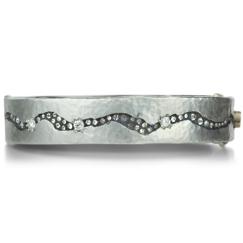 Todd Pownell Hammered Platinum and Oxidized Silver Bangle | Quadrum Gallery