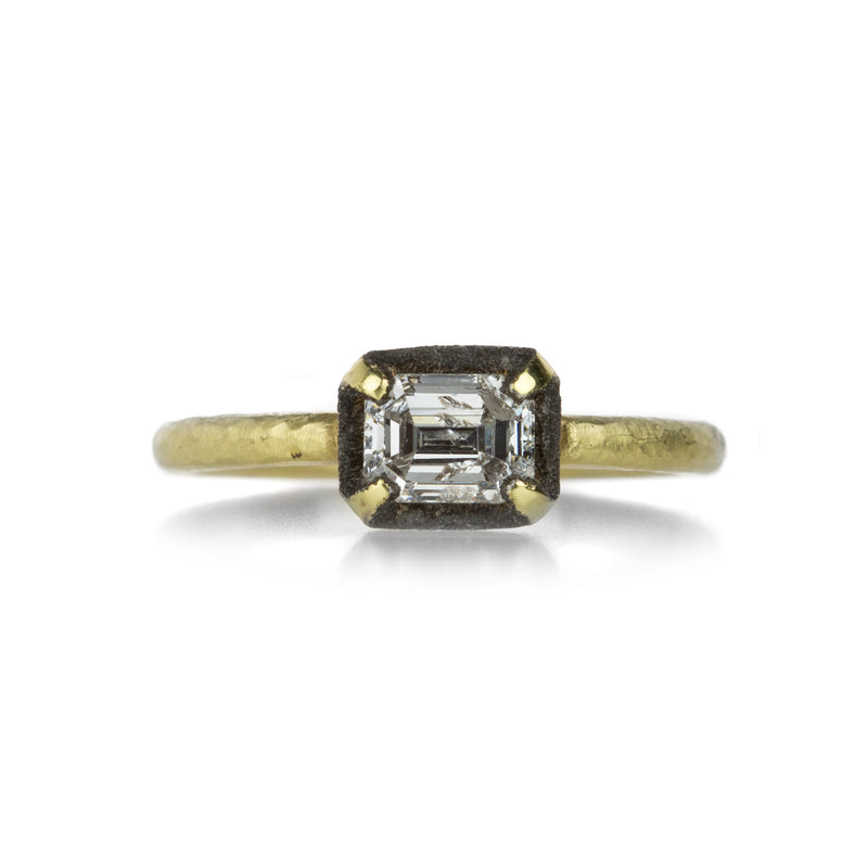 Todd Pownell Darkened Halo Emerald Cut Diamond Ring | Quadrum Gallery