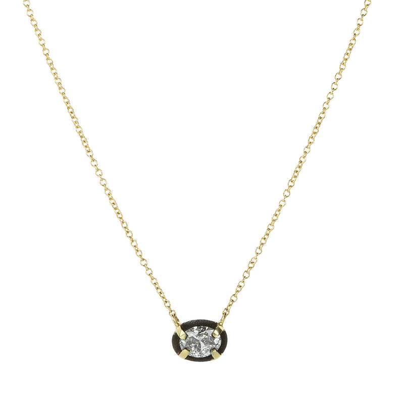 Todd Pownell Darkened Halo Oval Diamond Pendant Necklace | Quadrum Gallery