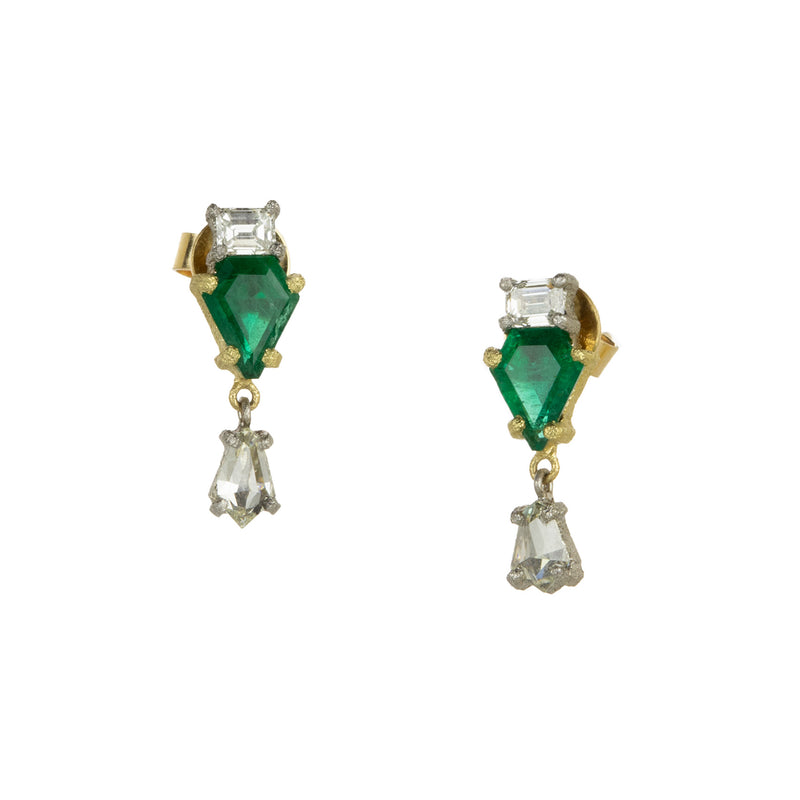 Todd Pownell Shield Emerald and Diamond Earrings | Quadrum Gallery