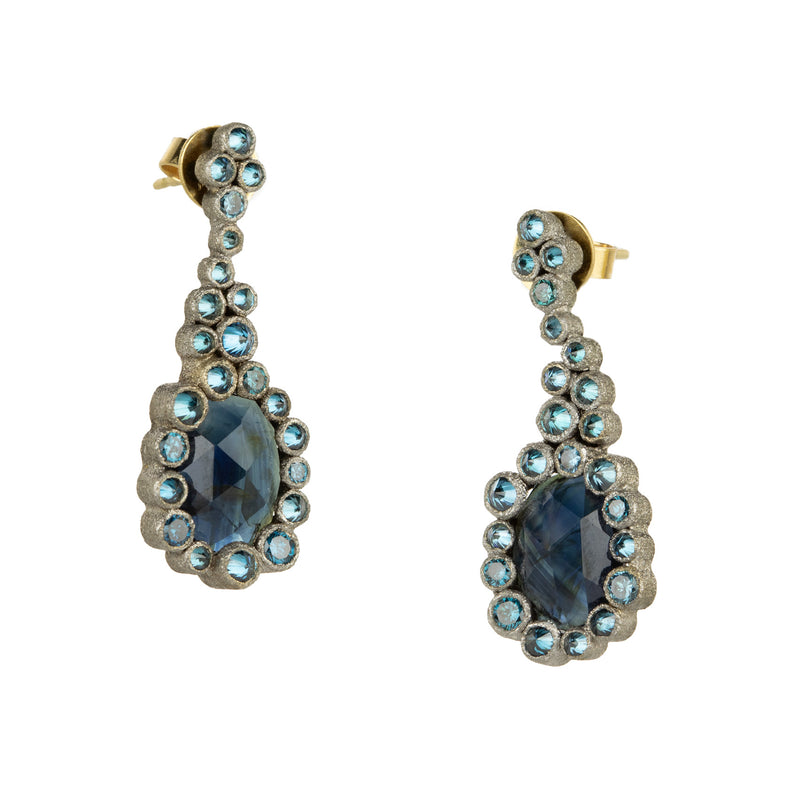 Todd Pownell Sapphire and Blue Diamond Drop Earrings | Quadrum Gallery