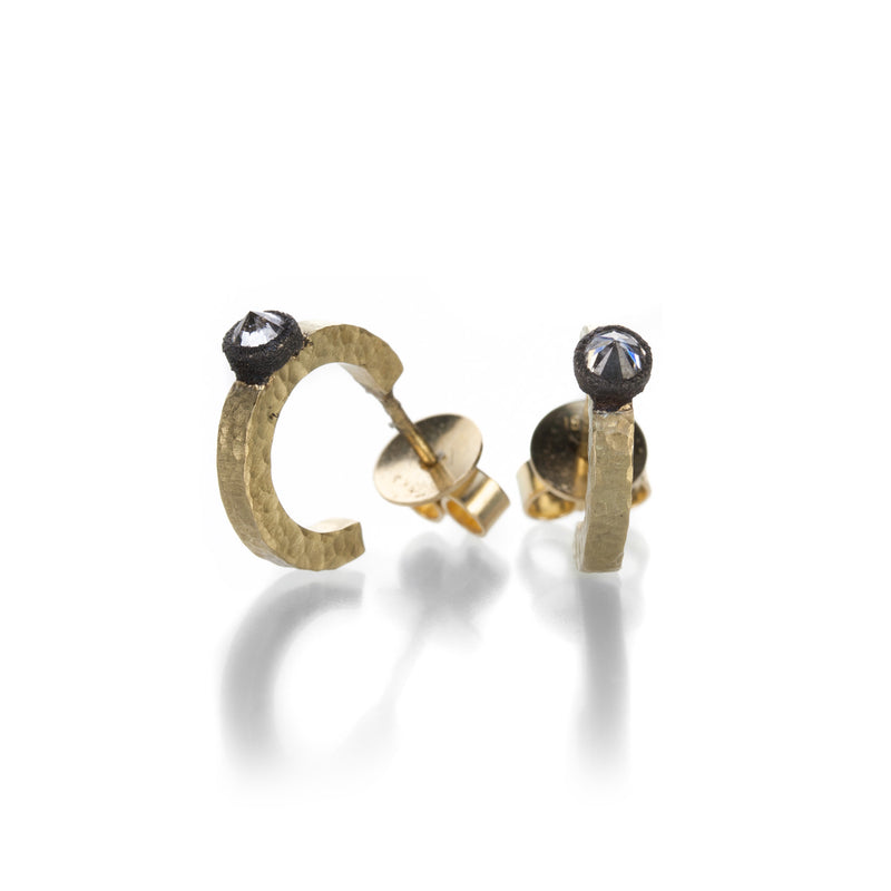 Todd Pownell 18k Mini Hoops with Inverted Diamonds | Quadrum Gallery