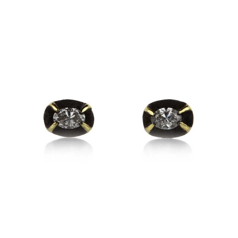 Todd Pownell Mixed Metal Oval Diamond Studs | Quadrum Gallery