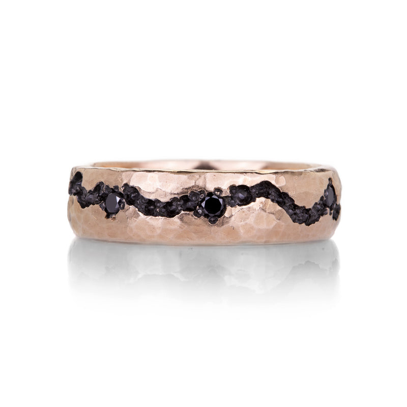 Todd Pownell 14k Rose Gold Fissure Band with Black Diamonds | Quadrum Gallery