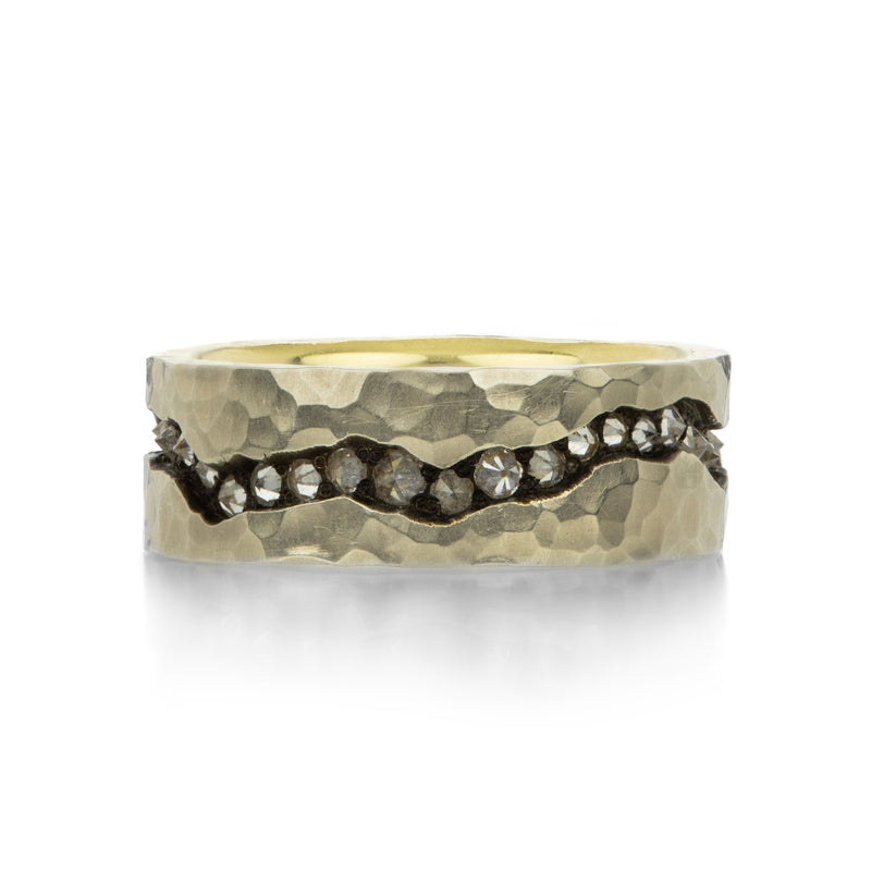 Todd Pownell 18k Hammered Fissure Band with Diamonds | Quadrum Gallery