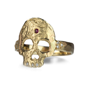 Victoria Cunningham 14k Skull Ring with Diamond Teeth | Quadrum Gallery