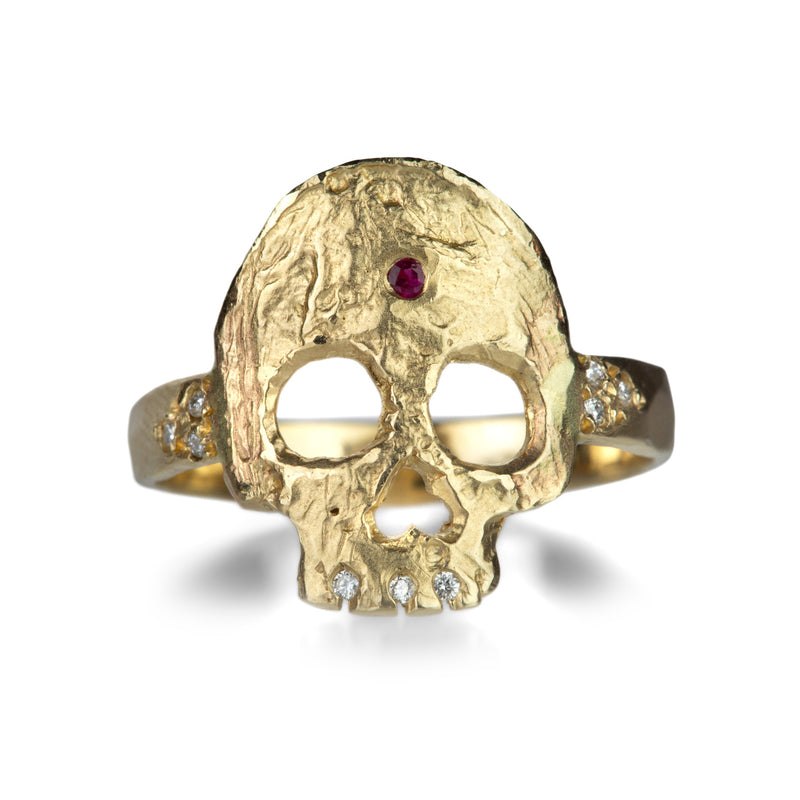 Victoria Cunningham 14k Skull Ring with Diamond Teeth | Quadrum Gallery