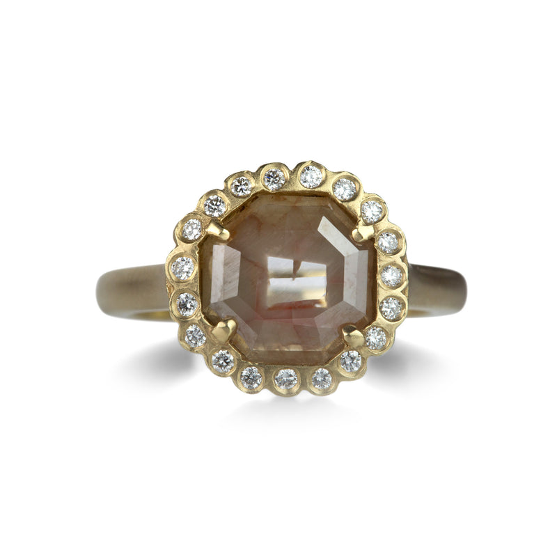 Victoria Cunningham 14k Rustic Diamond Ring with Diamond Halo | Quadrum Gallery