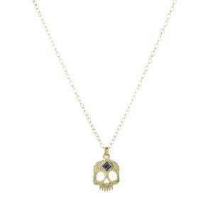 Victoria Cunningham 14k Sapphire Skull Pendant Necklace | Quadrum Gallery