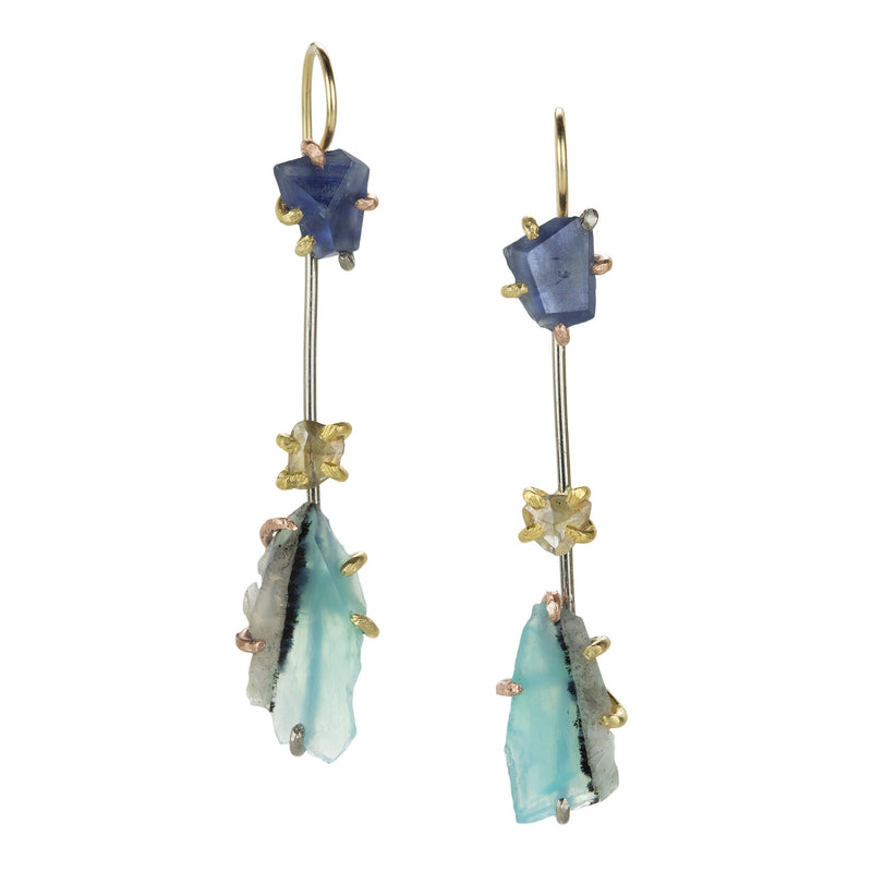 Variance Sapphire and Peruvian Opal Day to Night Earrings | Quadrum Gallery