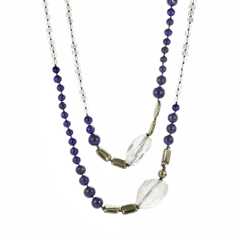 Variance Lapis, Pyrite & Quartz Beaded Necklace | Quadrum Gallery