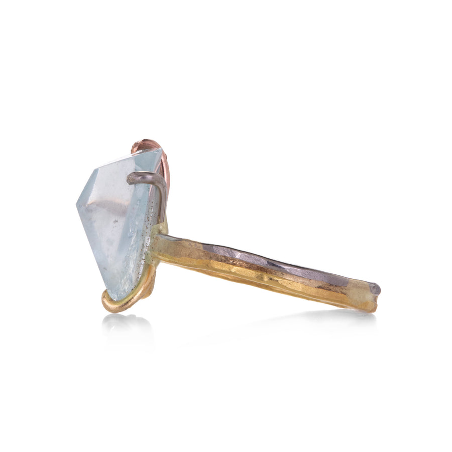 Variance Aquamarine and Gold Seamed Ring | Quadrum Gallery