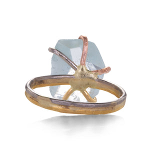 Variance Aquamarine and Gold Seamed Ring | Quadrum Gallery