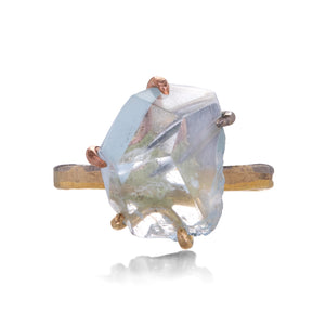 Variance Aquamarine and Gold Seamed Ring | Quadrum Gallery