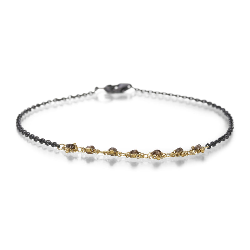 Amali Champagne Diamond Gold and Silver Textile Bracelet | Quadrum Gallery