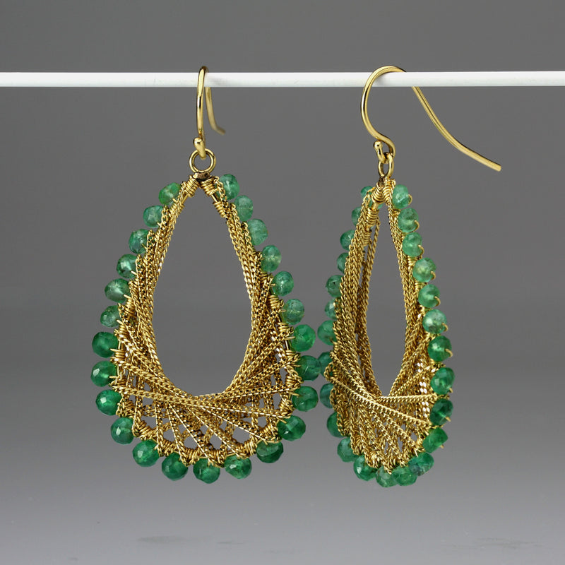 Amali Emerald Woven Teardrop Earrings | Quadrum Gallery