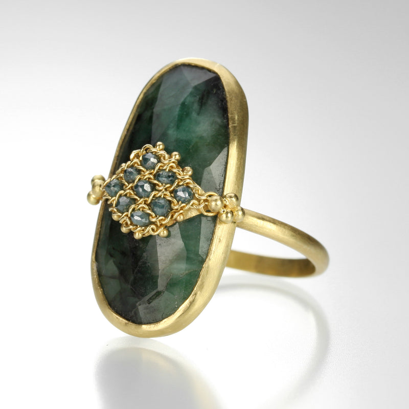 Amali Emerald and Blue Diamond Ring | Quadrum Gallery