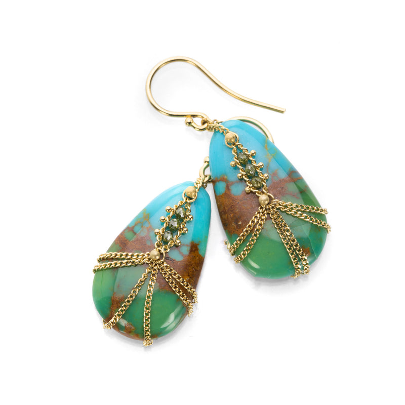 Amali Green Diamond Draped Turquoise Earrings | Quadrum Gallery