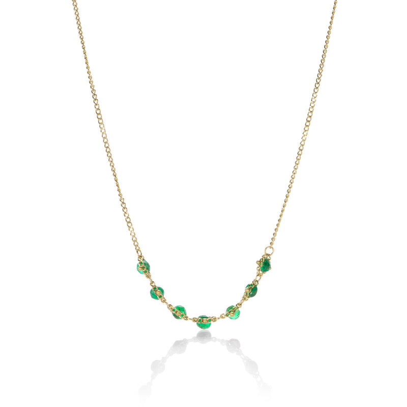 Amali 18k Emerald Centered Textile Station Necklace | Quadrum Gallery