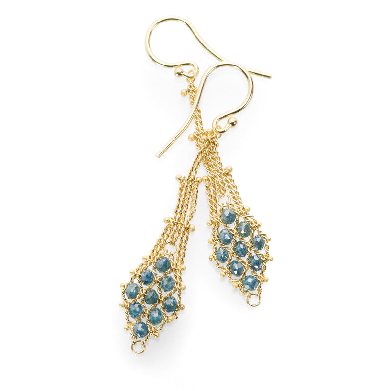 Amali Blue Diamond Textile Drop Earrings | Quadrum Gallery