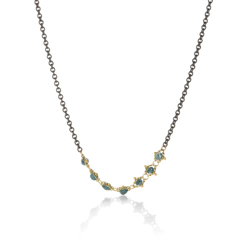 Amali Blue Diamond Centered Textile Station Necklace | Quadrum Gallery