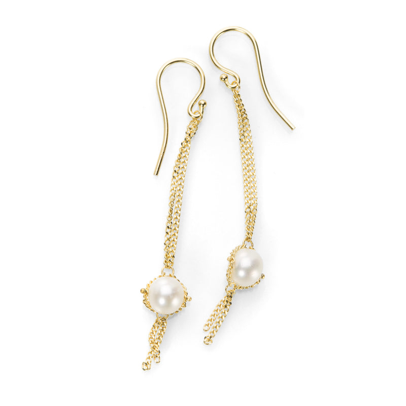 Amali White Pearl Textile Drop Earrings | Quadrum Gallery