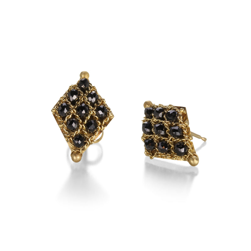 Amali Black Diamond Textile Stud Earrings | Quadrum Gallery