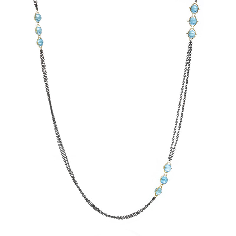 Amali Triple Textile Station Necklace with Blue Topaz | Quadrum Gallery