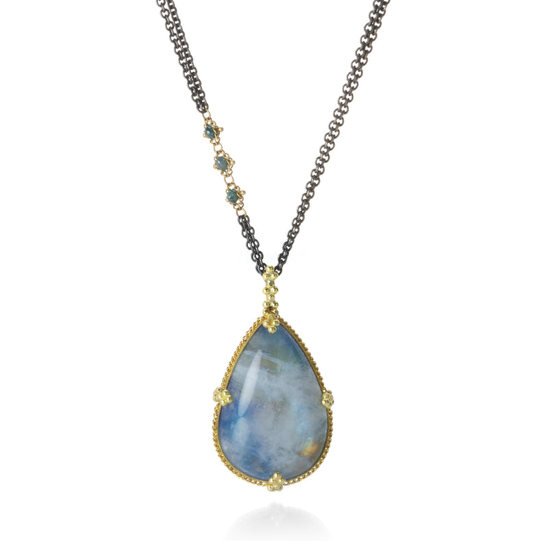 Amali Teardrop Moonstone Pendant with Blue Diamonds | Quadrum Gallery