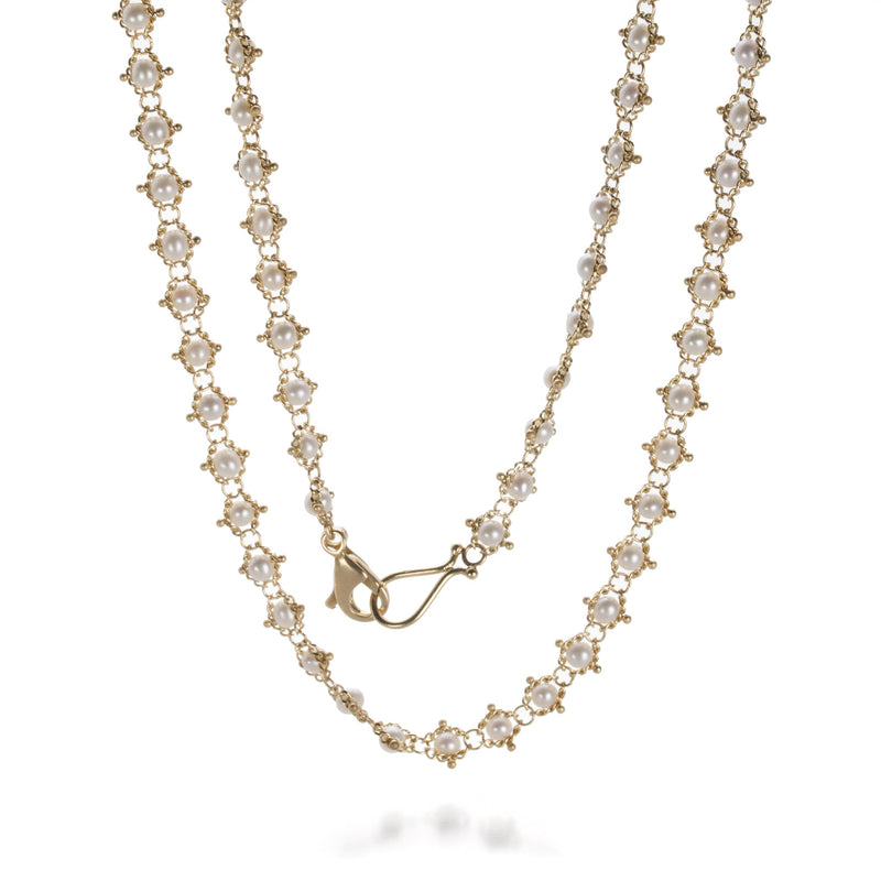 Amali White Pearl Textile Necklace - 34" | Quadrum Gallery