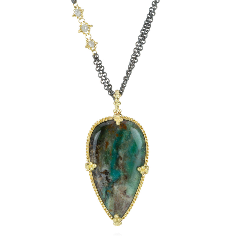 Amali Petrified Wood Blue Opal Necklace | Quadrum Gallery