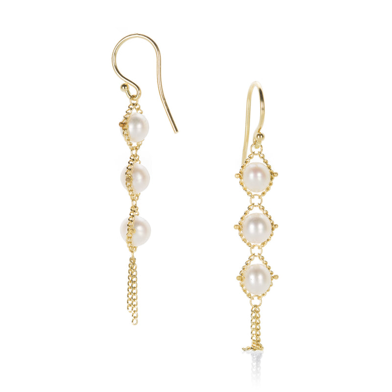 Amali White Pearl Textile Earrings | Quadrum Gallery