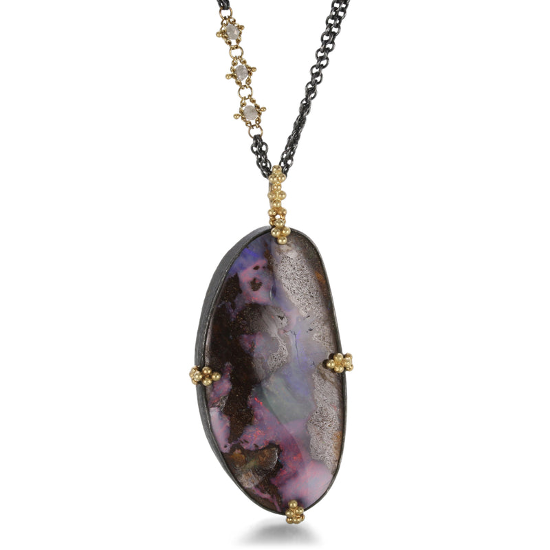 Amali Mixed Metal Opal and Silver Diamond Necklace | Quadrum Gallery