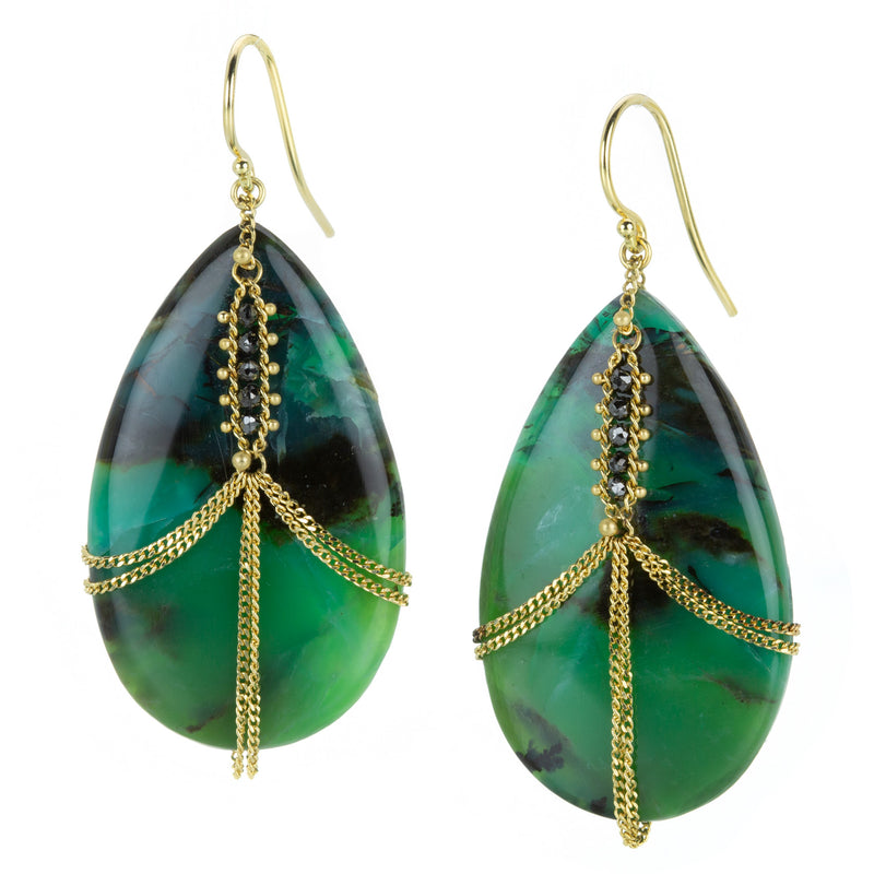 Amali Petrified Wood Blue Opal Earrings | Quadrum Gallery