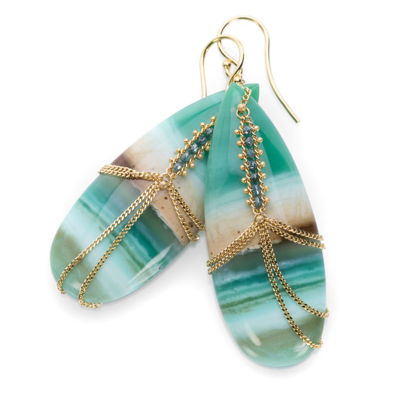 Amali Petrified Wood with Blue Opal Earrings | Quadrum Gallery