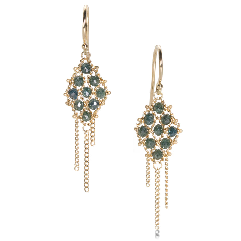Amali Small Textile Earrings with Blue Diamonds | Quadrum Gallery