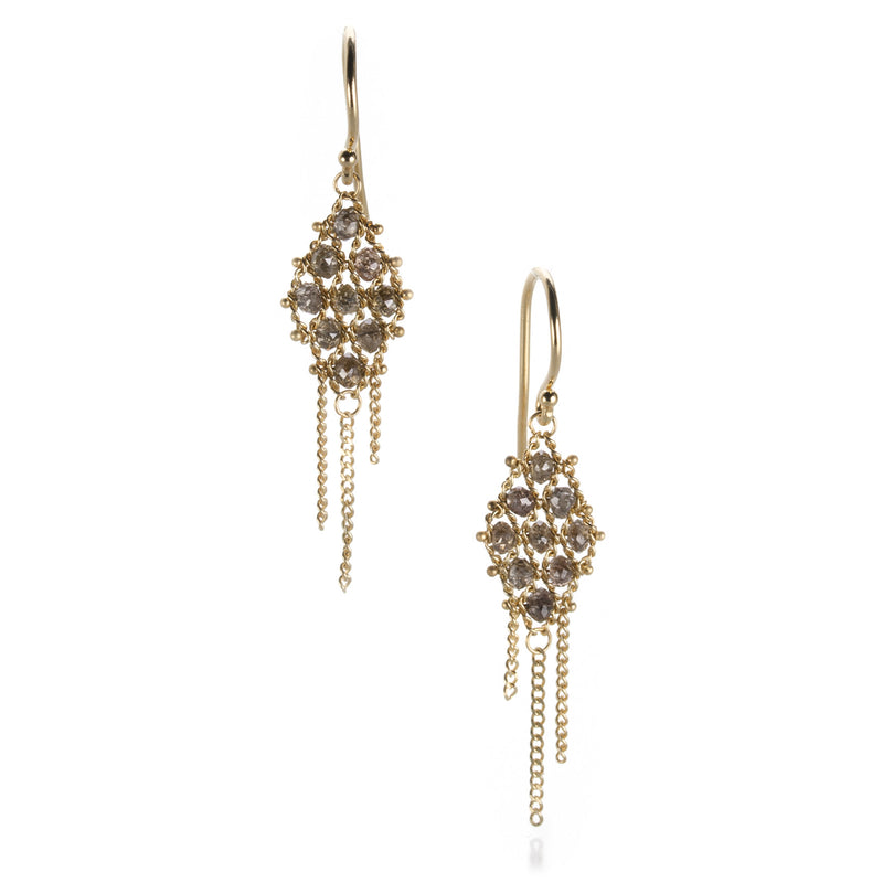 Amali Small Textile Earrings with Champagne Diamonds | Quadrum Gallery